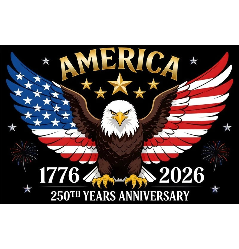 America 250th Anniversary Backdrop Cover Bald Eagle Statue of Liberty Flag 4th of July Independence Day Celebration Backgrounds