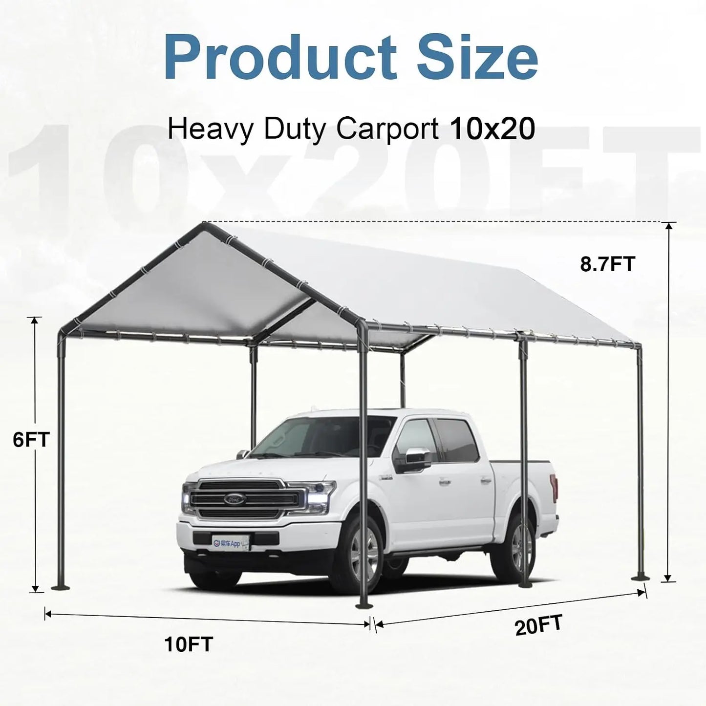 Heavy-Duty Galvanized Carport Canopy – Reinforced Outdoor Party Tent & Portable Garage Shelter (Custom Options Available)