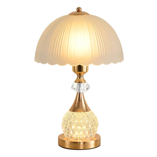 Bedside Table Lamp, Luxury Crystal- Push Button Switch Control Dimming