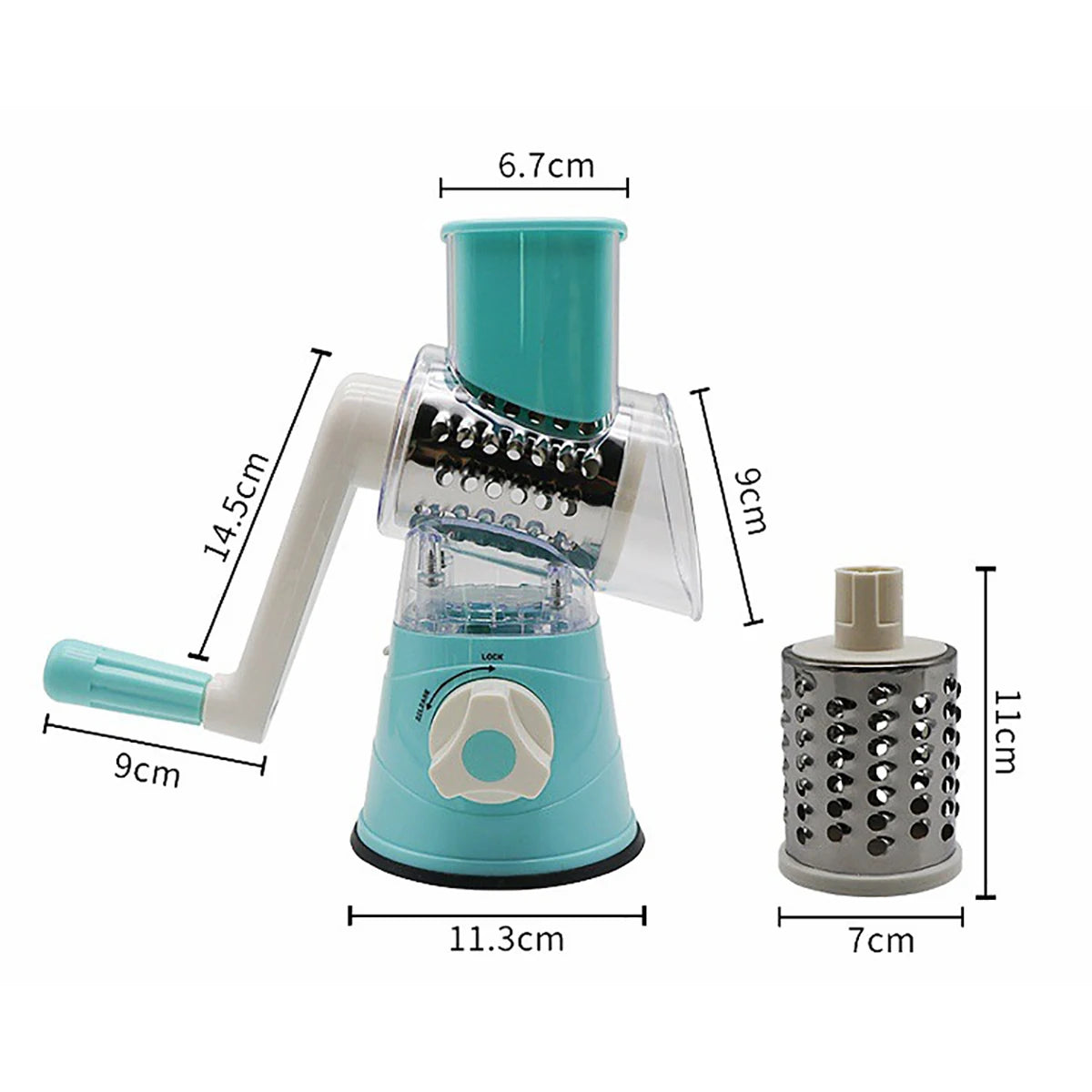 3‑Drum Manual Rotary Grater – Cheese, Peanut & Vegetable Slicer | Multifunctional Kitchen Cutter & Chopper