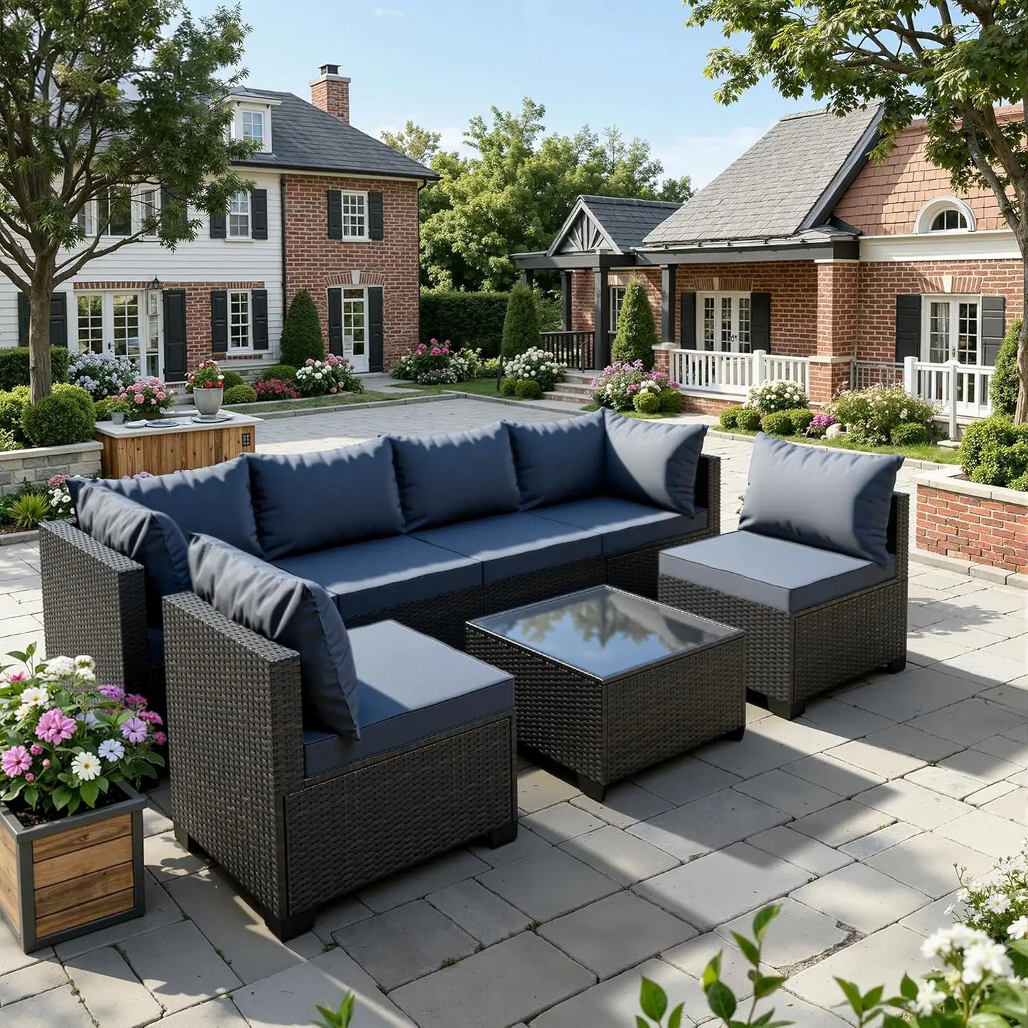 Patio Furniture Set - All-Weather,Water-Resistant - 7 Piece Wicker Rattan