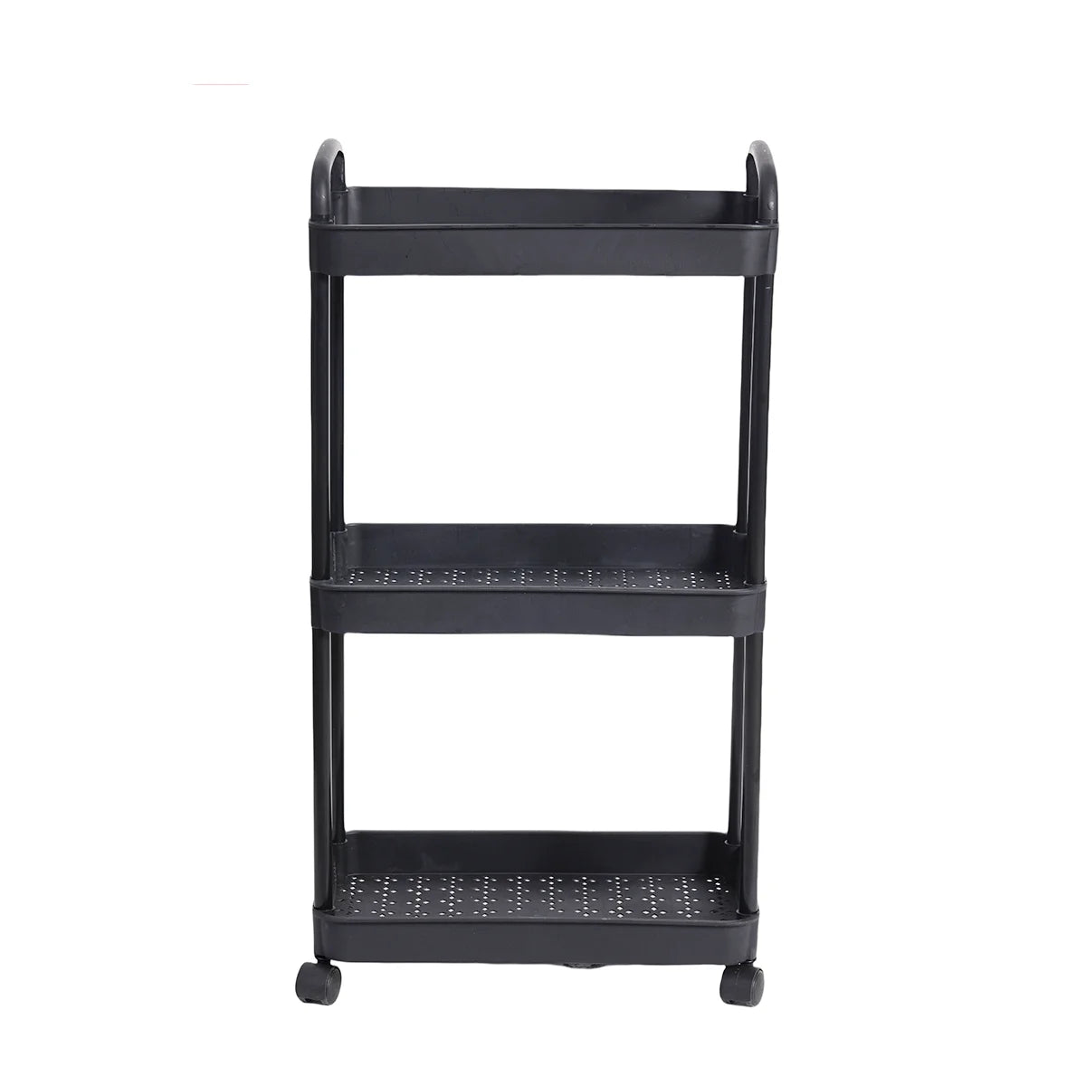 Plastic Rolling Utility Cart with Handle – Movable Storage Trolley with Wheels for Kitchen, Office & Living Room