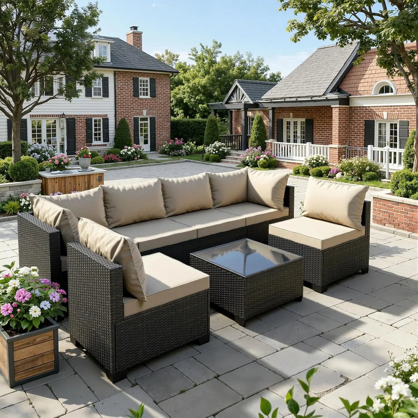 Patio Furniture Set - All-Weather,Water-Resistant - 7 Piece Wicker Rattan