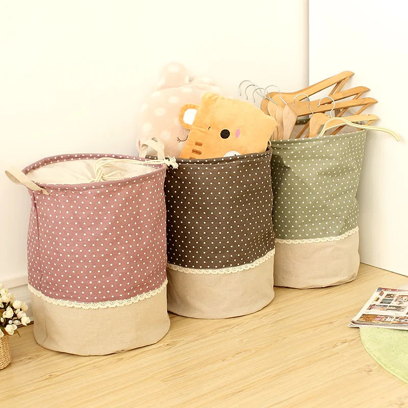 The beam port Linen Multi-function Handle Stackable storage barrel Laundry basket Toy Storage box
