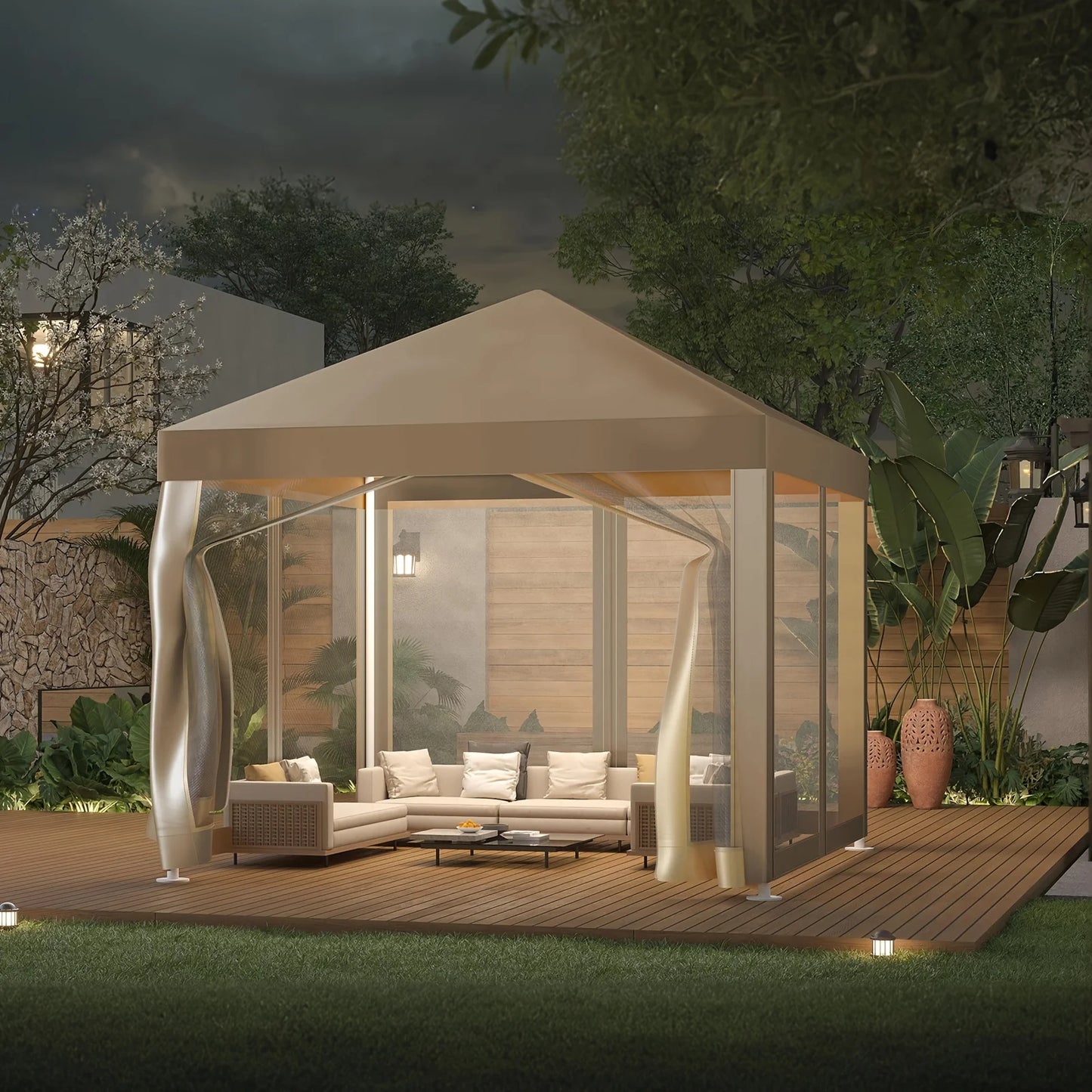 10' x 10'Screened Canopy Tent with Mosquito Netting | Portable Easy Up Outdoor Screen House Shelter for Patio, Camping and Picnic