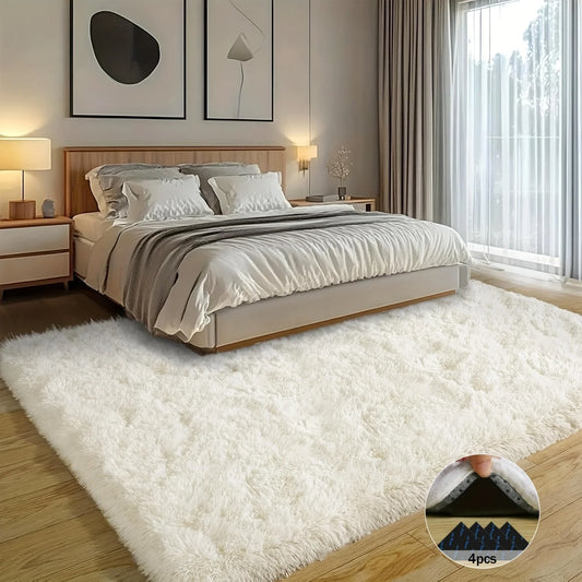 Off-White Soft Shaggy Non-Slip Rug