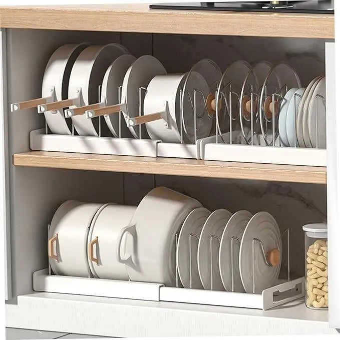 Pot and Pan Organizer, Expandable  with 7 - Adjustable Compartments