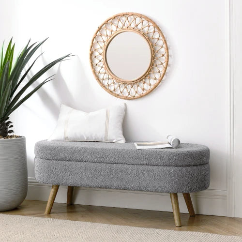 44" Storage Ottoman Bench, 300Lb. Capacity, Upholstered with Wood Legs