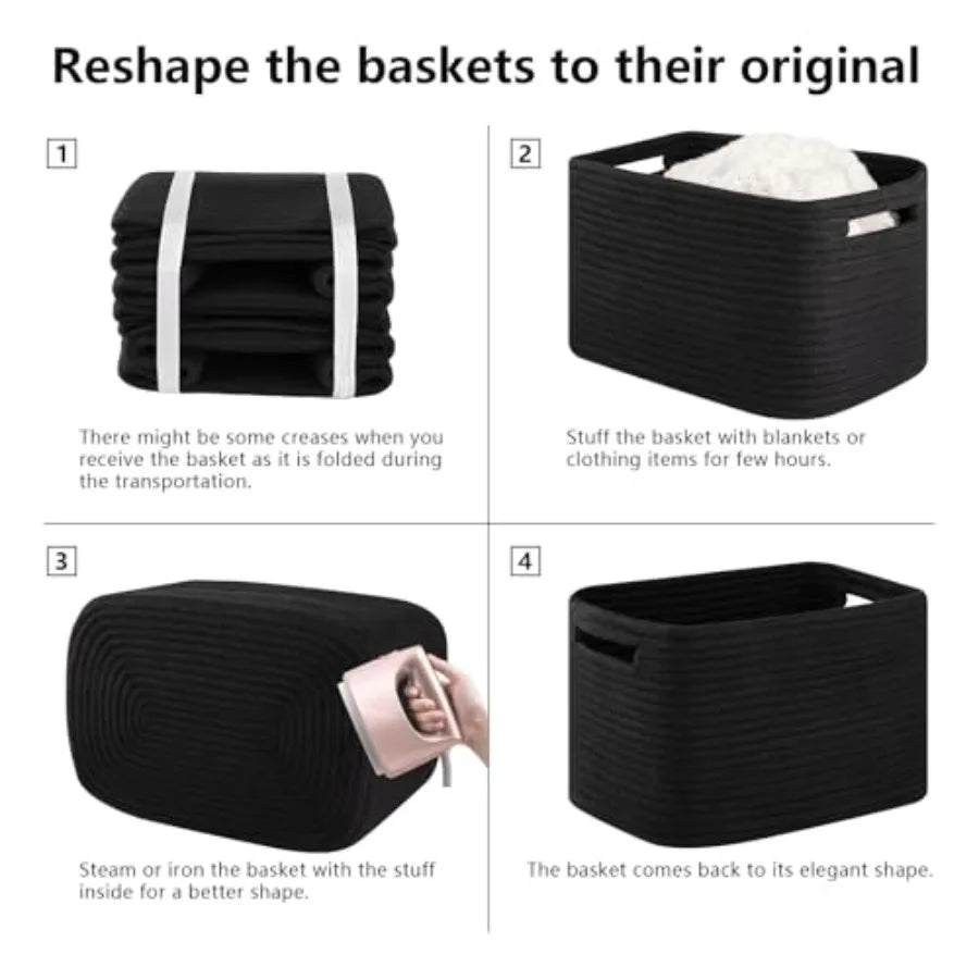 Minimalist Woven Closet Organizer Bins | Set of 4