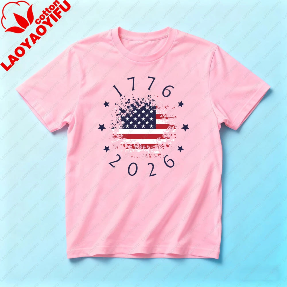 Patriotic USA Flag Tee America 250th Anniversary T-shirt 4th of July Unisex Independence Day T-shirt