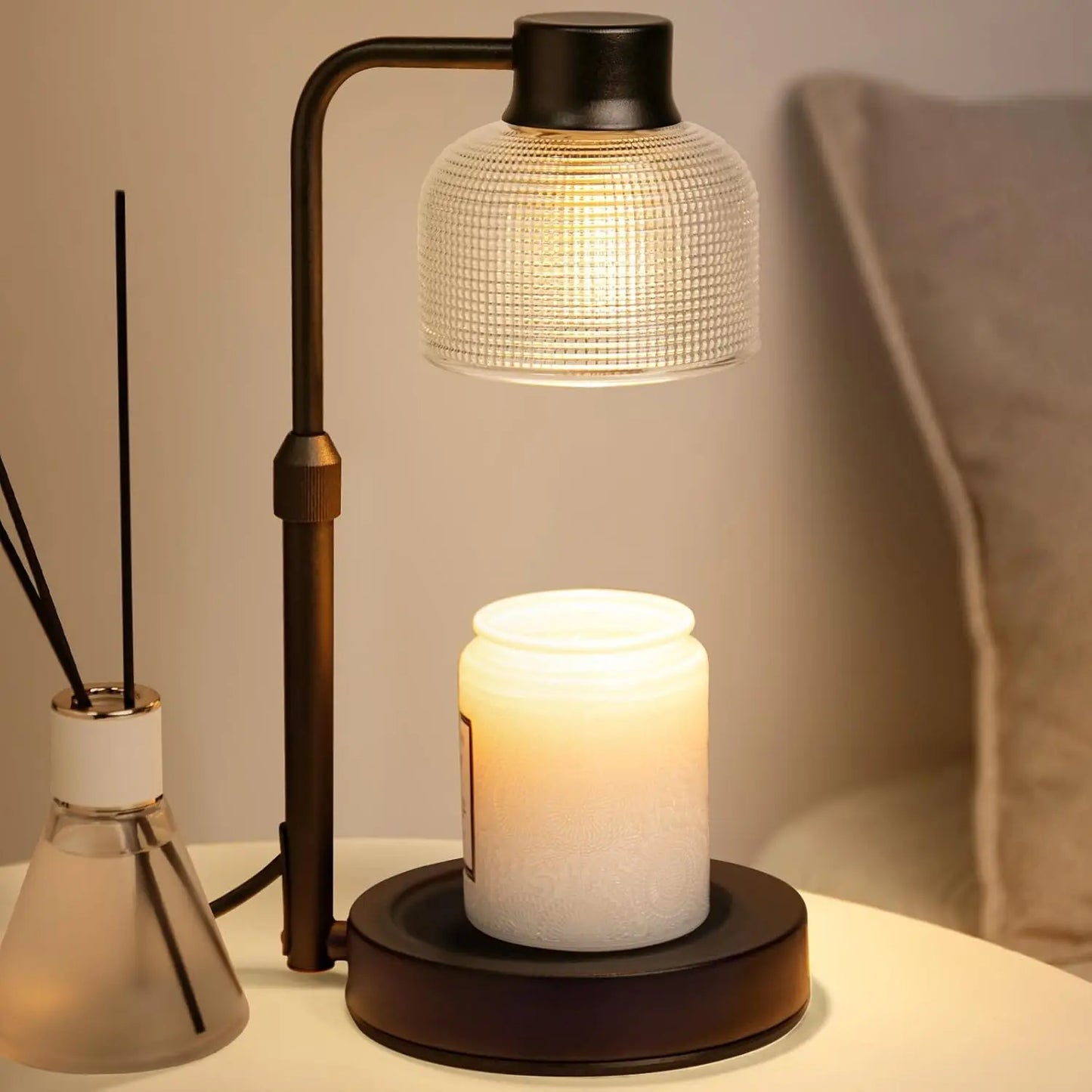 Candle Warmer Lamp: Adjustable Height, Dimmer, Timer