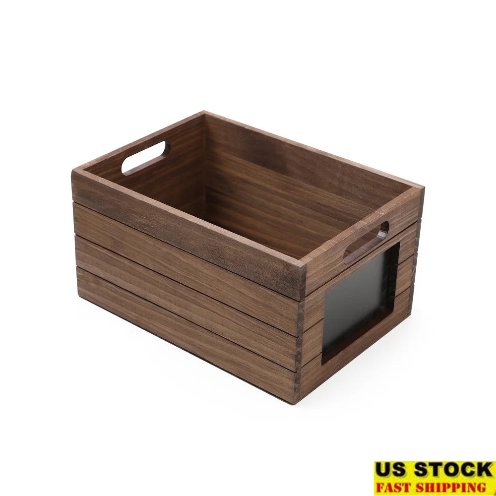 Wood Storage Crate with Chalkboard Label, with Cut-out Handles