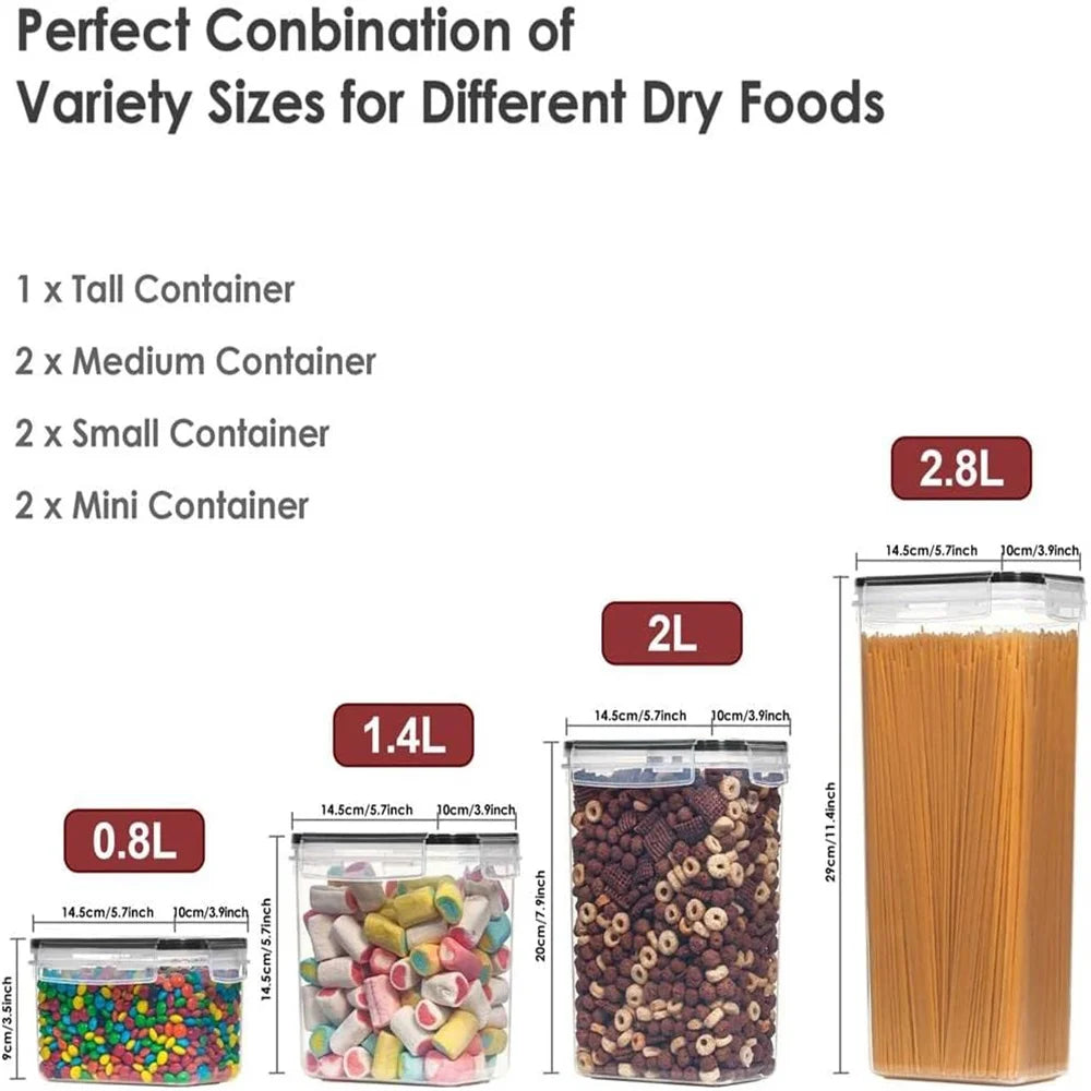 7pcs Food Container Set BPA Free Plastic Airtight Storage Box With 10stickers and Pen