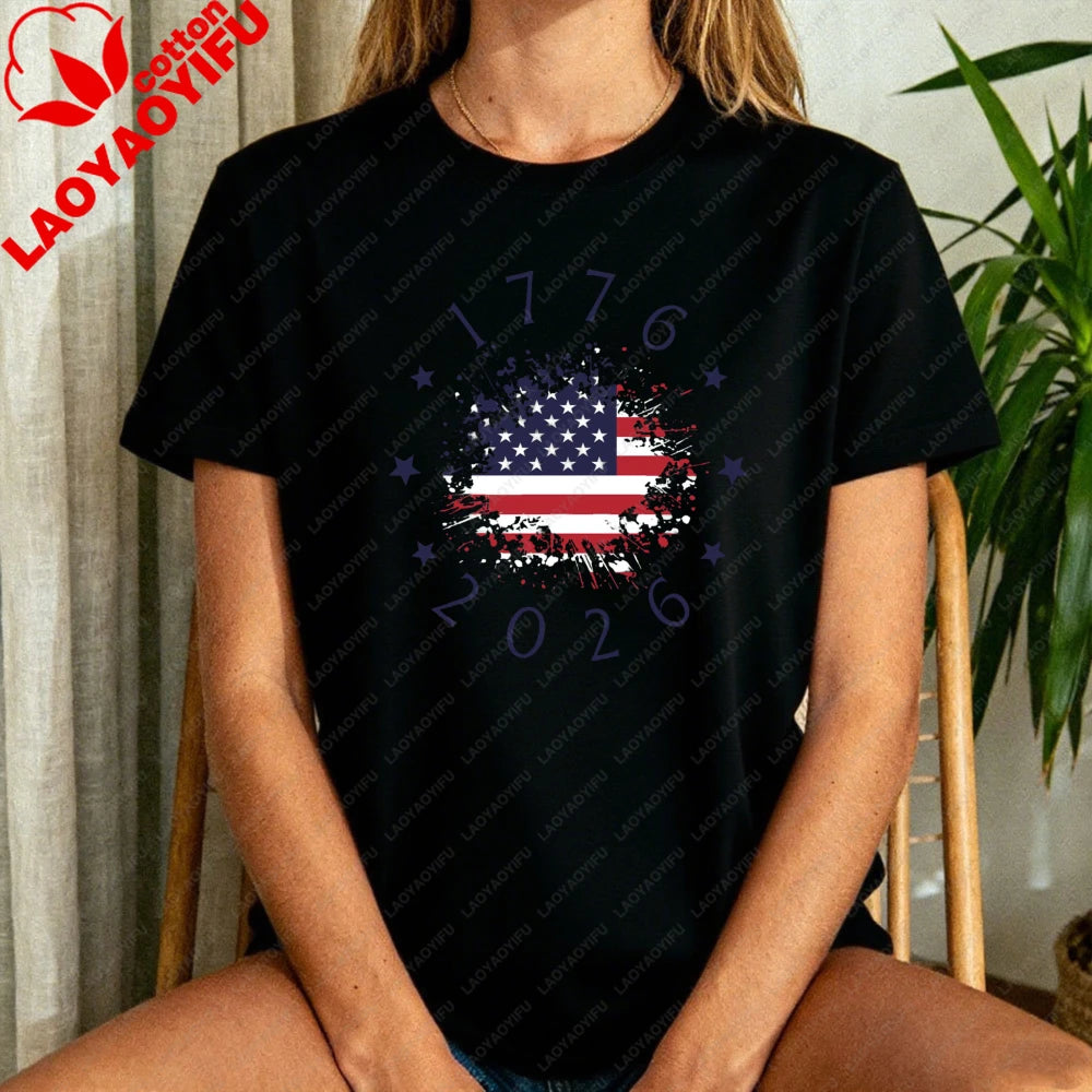 Patriotic USA Flag Tee America 250th Anniversary T-shirt 4th of July Unisex Independence Day T-shirt