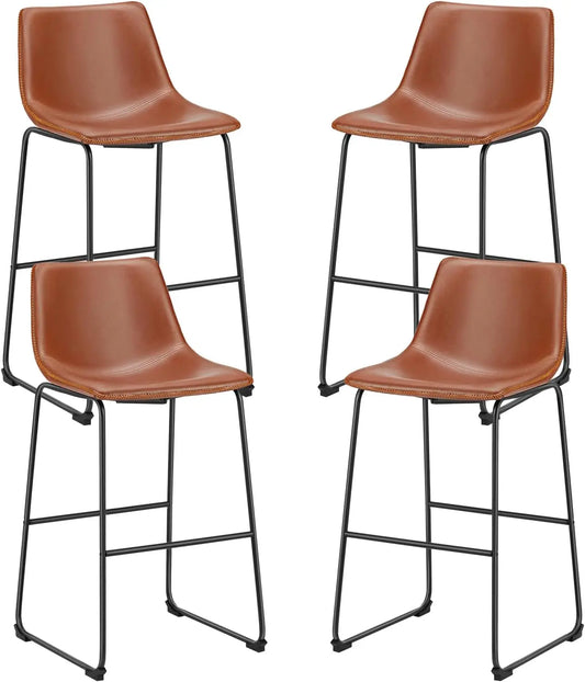 Counter Height Bar Stools Set of 4, 30 inch Height Stool ,Faux Leather with Back
