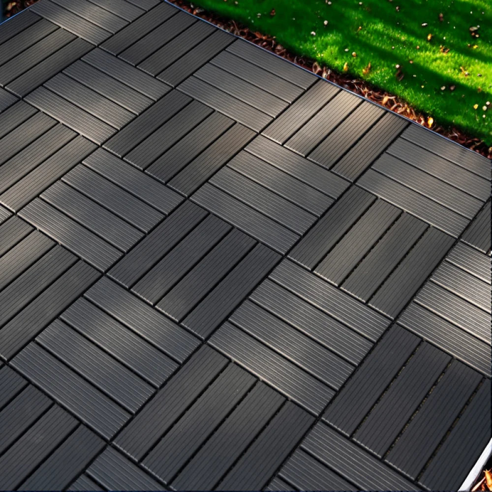 44 Pack 12x12 inch Square Waterproof Outdoor Deck Tiles - Interlocking, All-Weather, Slip-Resistant