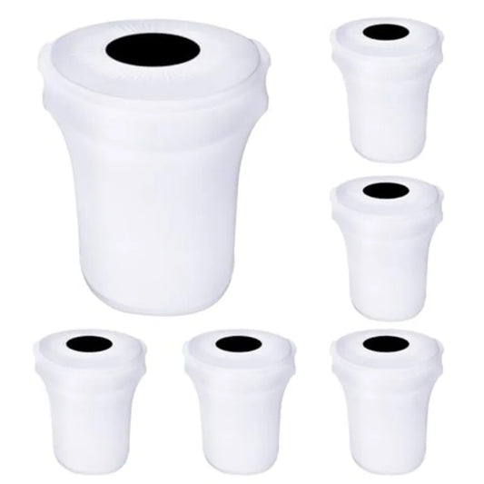 6 Pcs Decorative White Round 32 Gallon Trash Can Cover Stretch Spandex Outdoor for Wedding Parties Commercial
