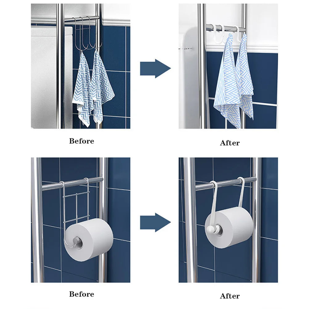 Over The Toilet Storage Rack, Metal, With Removable Towel Hooks, Paper Holder