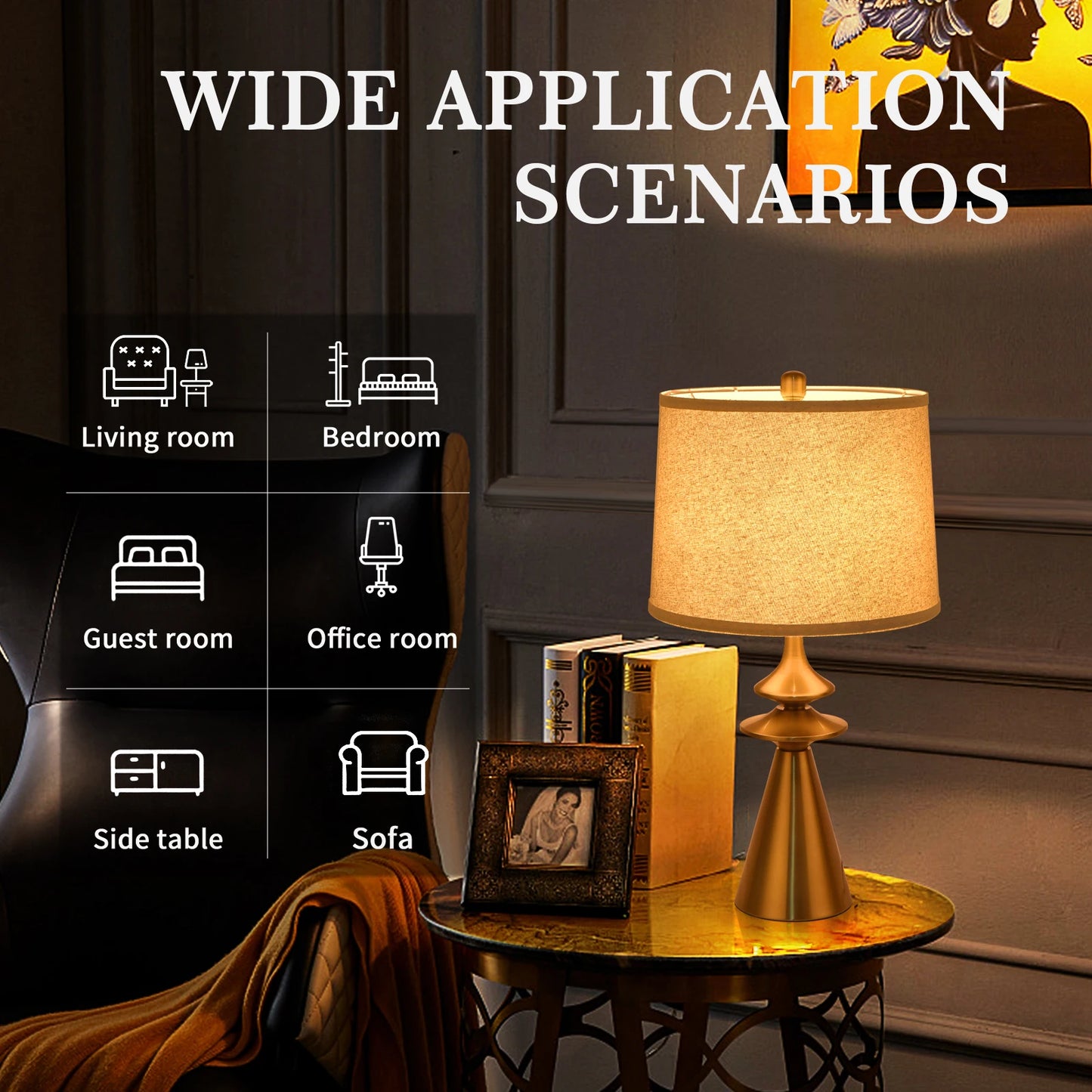 24" Gold Modern Table Lamp – Contemporary Accent Light for Living Room, Bedroom & Office