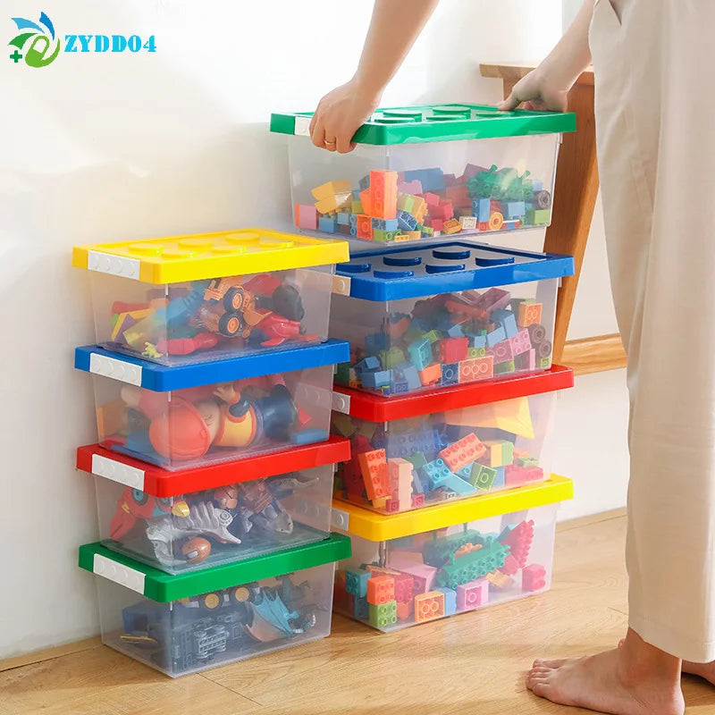 Kids Building Block Storage Box – 1‑Piece Plastic Toy Organizer & Snack Case Container