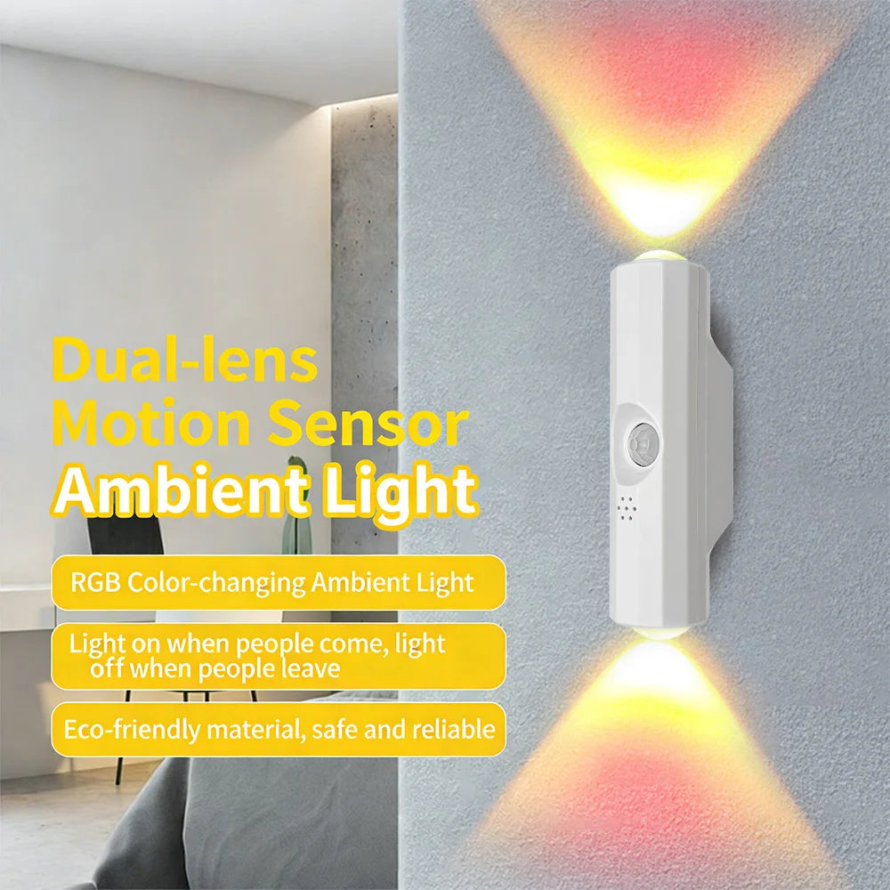 USB-C Rechargeable LED Motion Sensor Night Light -  Stick-On Wall Lamp for Bedroom Hallway Closet Indoor Lighting