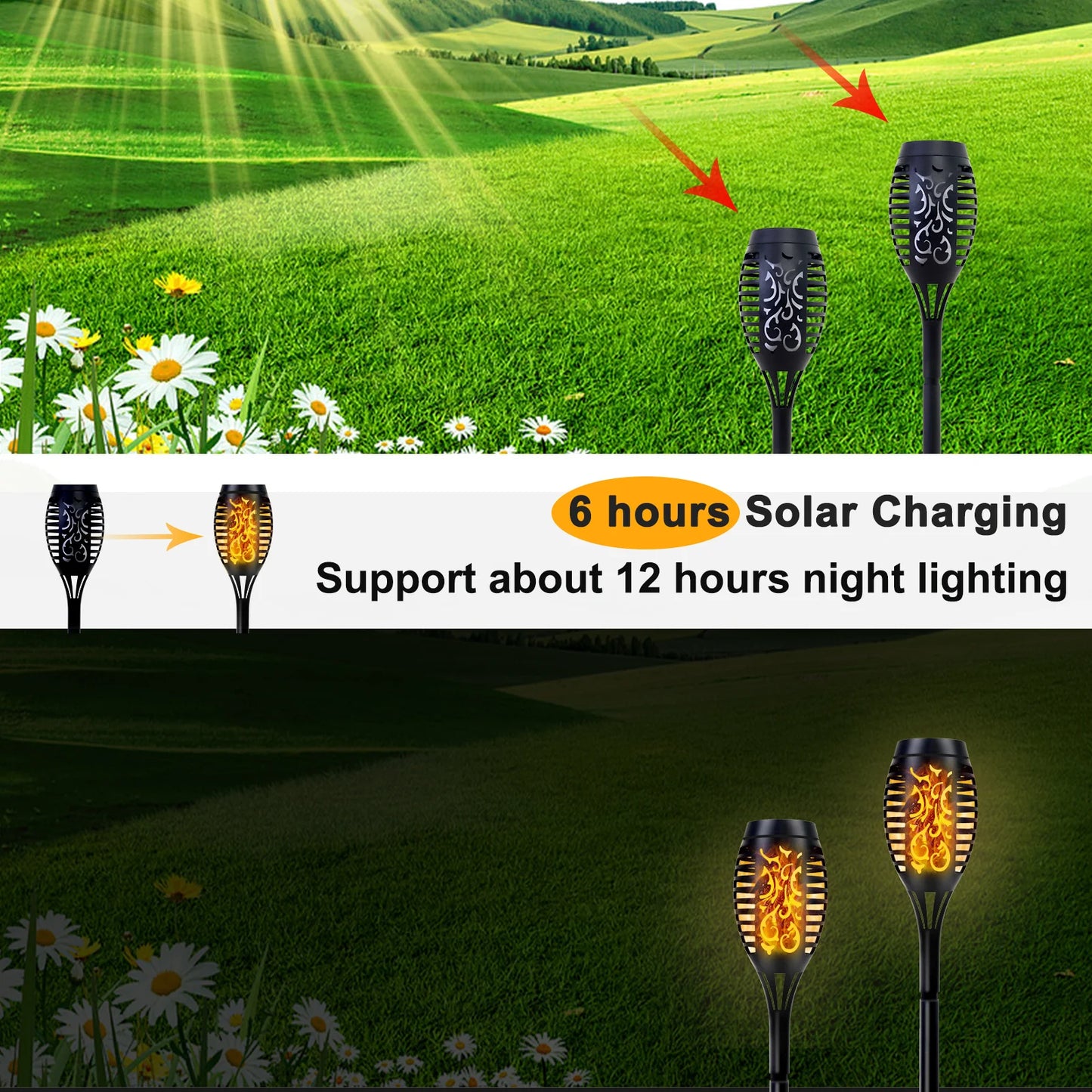 Solar Flame Torch Lights – LED Flickering Outdoor Pathway Lamps (4/6/8/12 Pack)