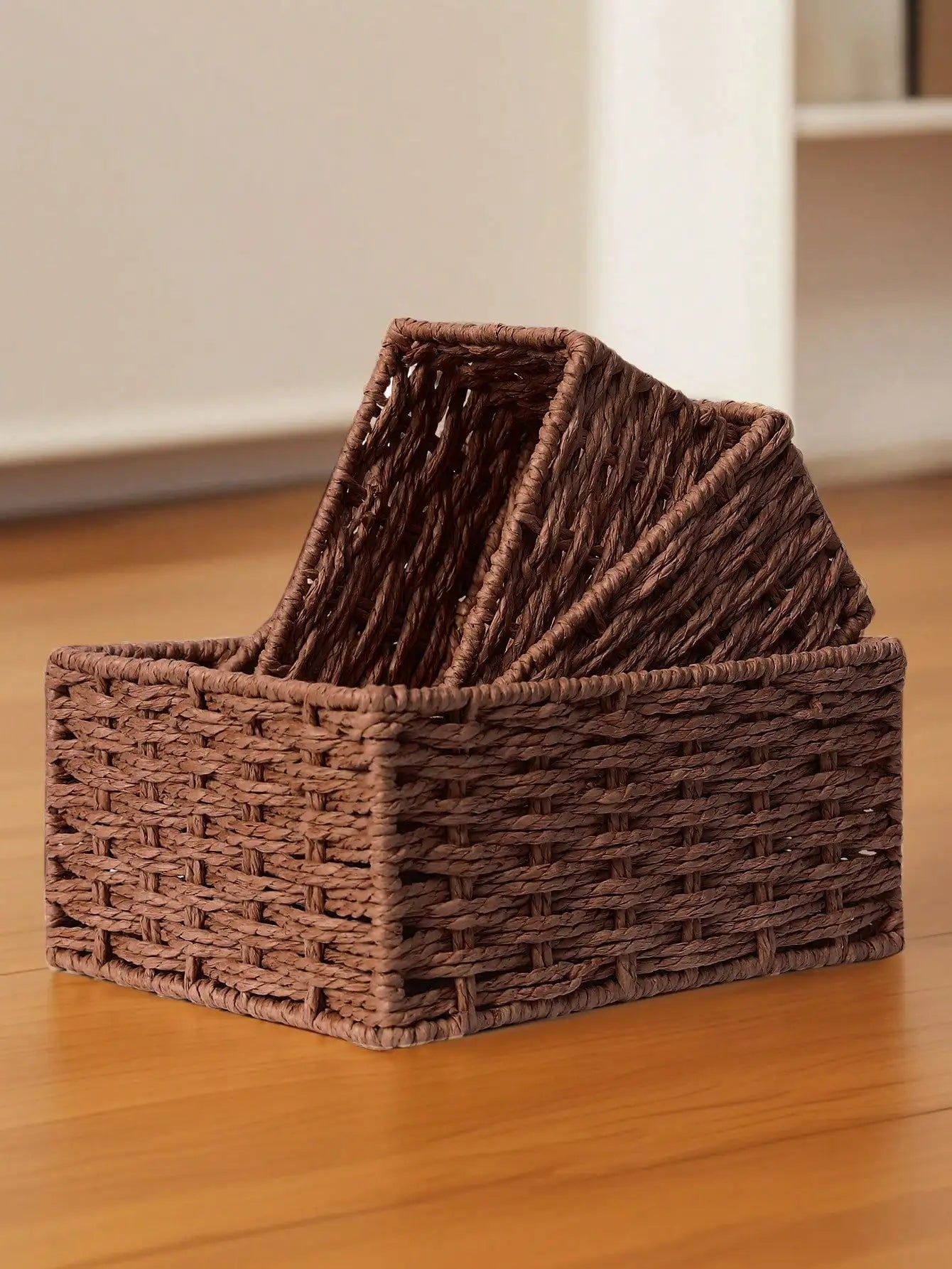 Woven Rattan Storage Basket for Home & Office
