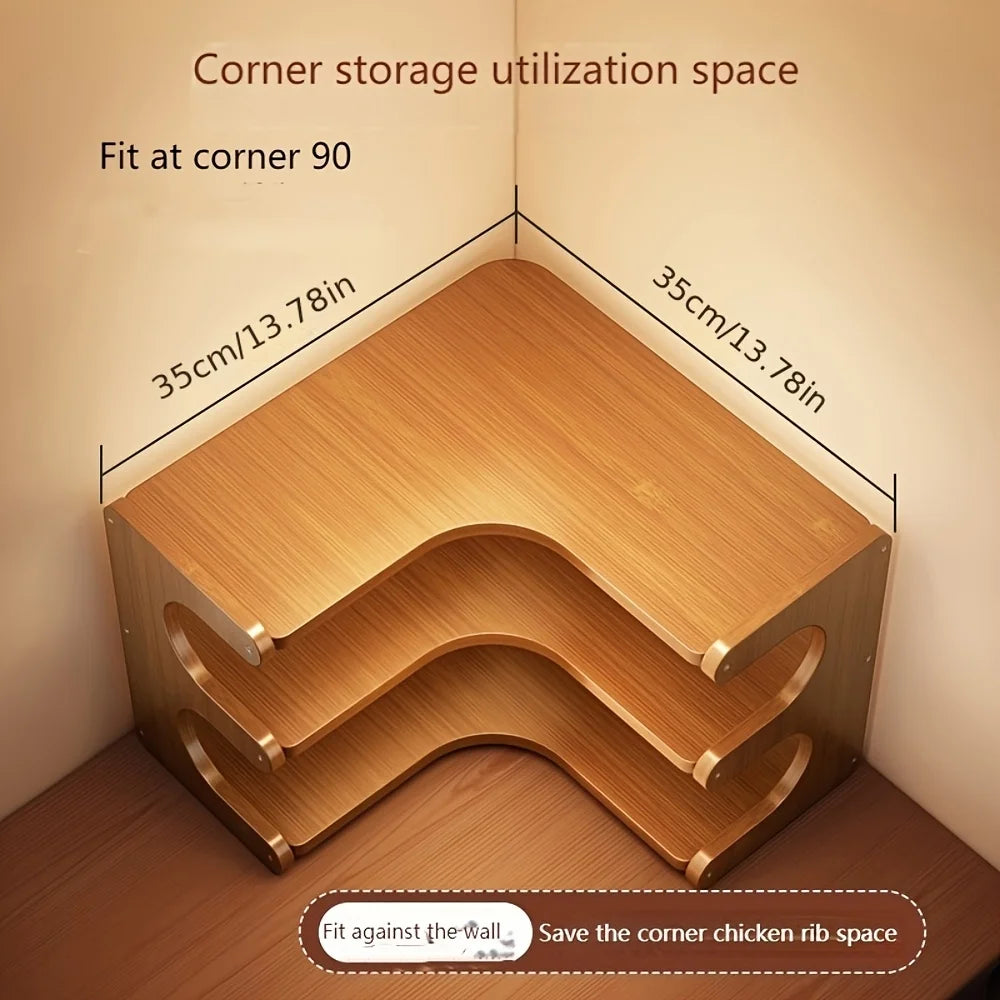 Multi‑Tier Bamboo Corner Shelf – Natural Wood Organizer for Plants, Books & Desk Accessories (1‑Piece)