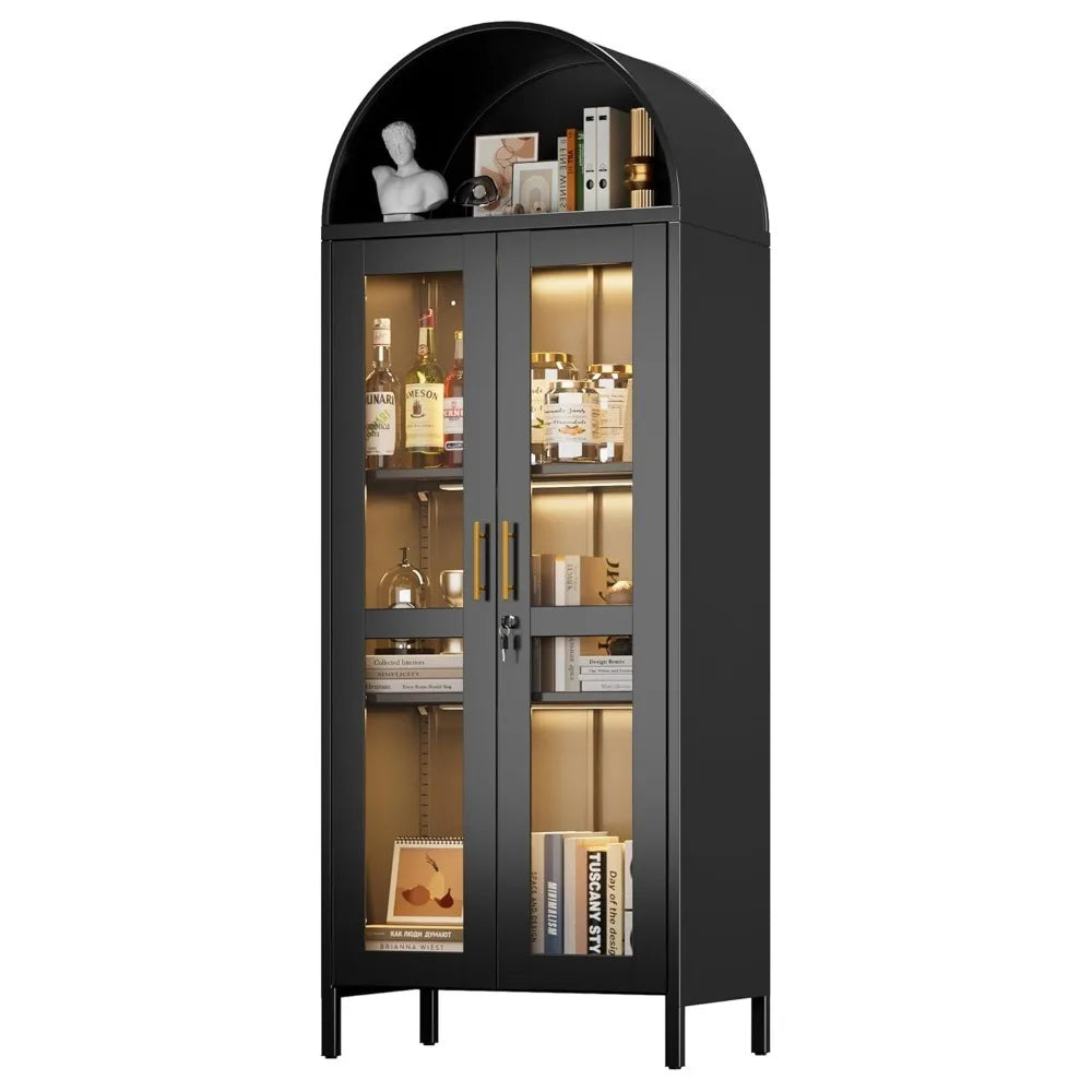 Sleek Arched Display Case | 3-Light Luxury Cabinet