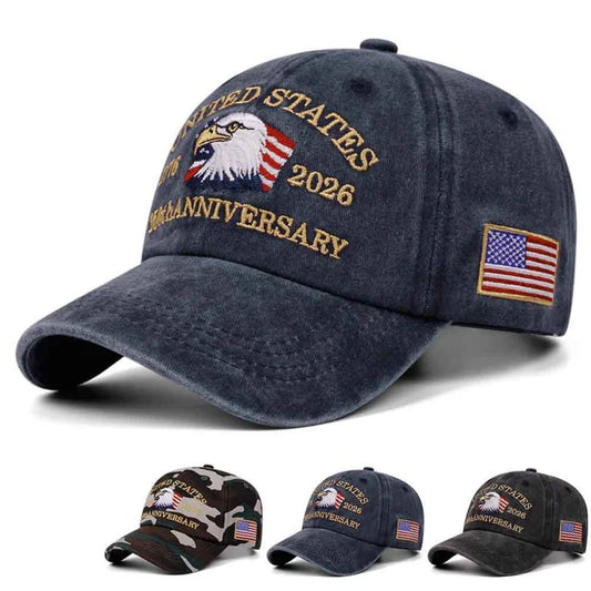 Flag USA Eagle 250th Anniversary Baseball Cap - Embroidery Casual Sports Hat for Women Men