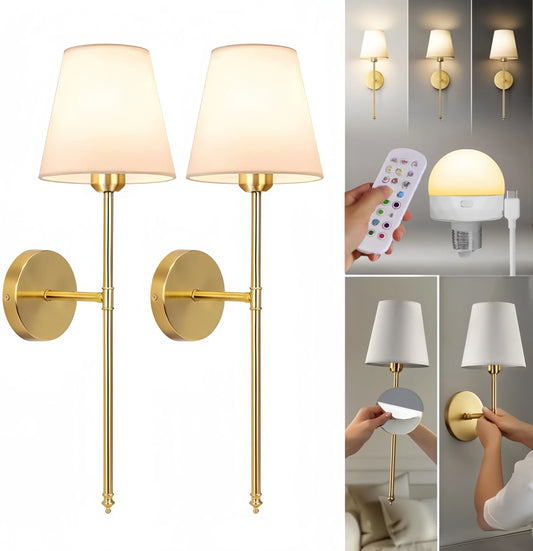 Cordless LED Wall Sconces – Battery‑Powered, Adhesive‑Mounted Wall Lights for Easy No‑Drill Installation