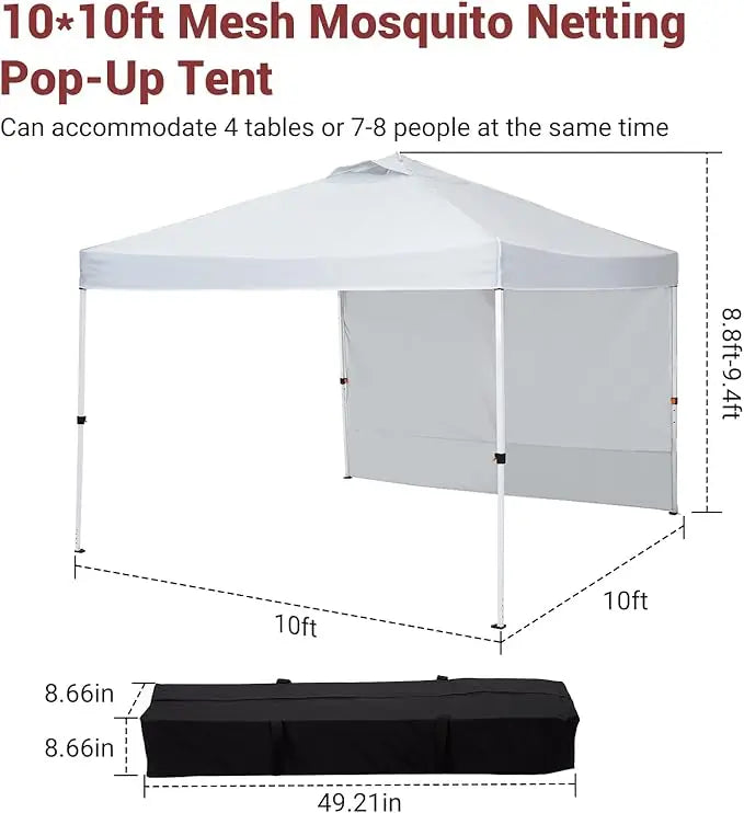 Easy Pop-Up Canopy, Outdoor Screen Tent with Mesh Mosquito Netting Side Walls, Waterproof for Camping, Party, or Yard