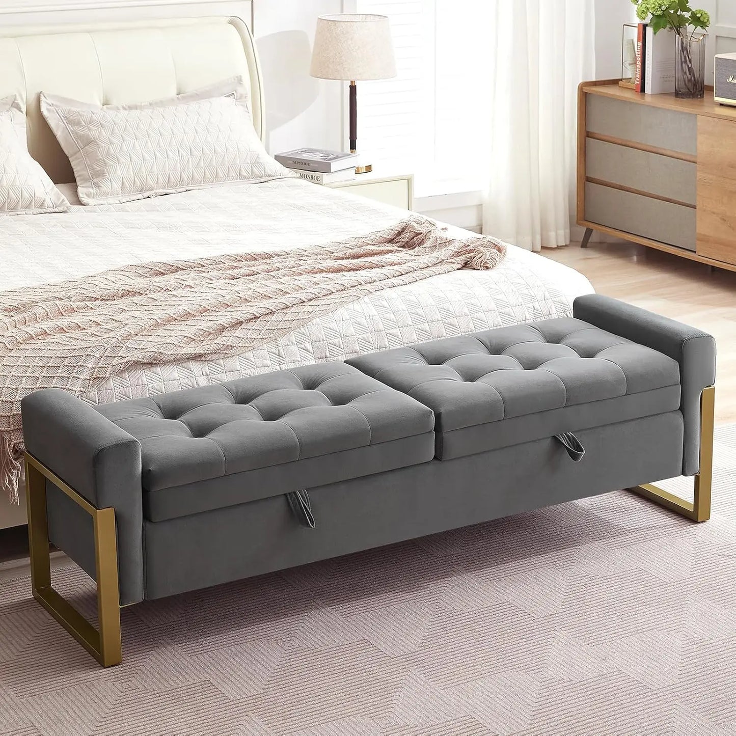 67" Storage Bench, Double Lids Storage