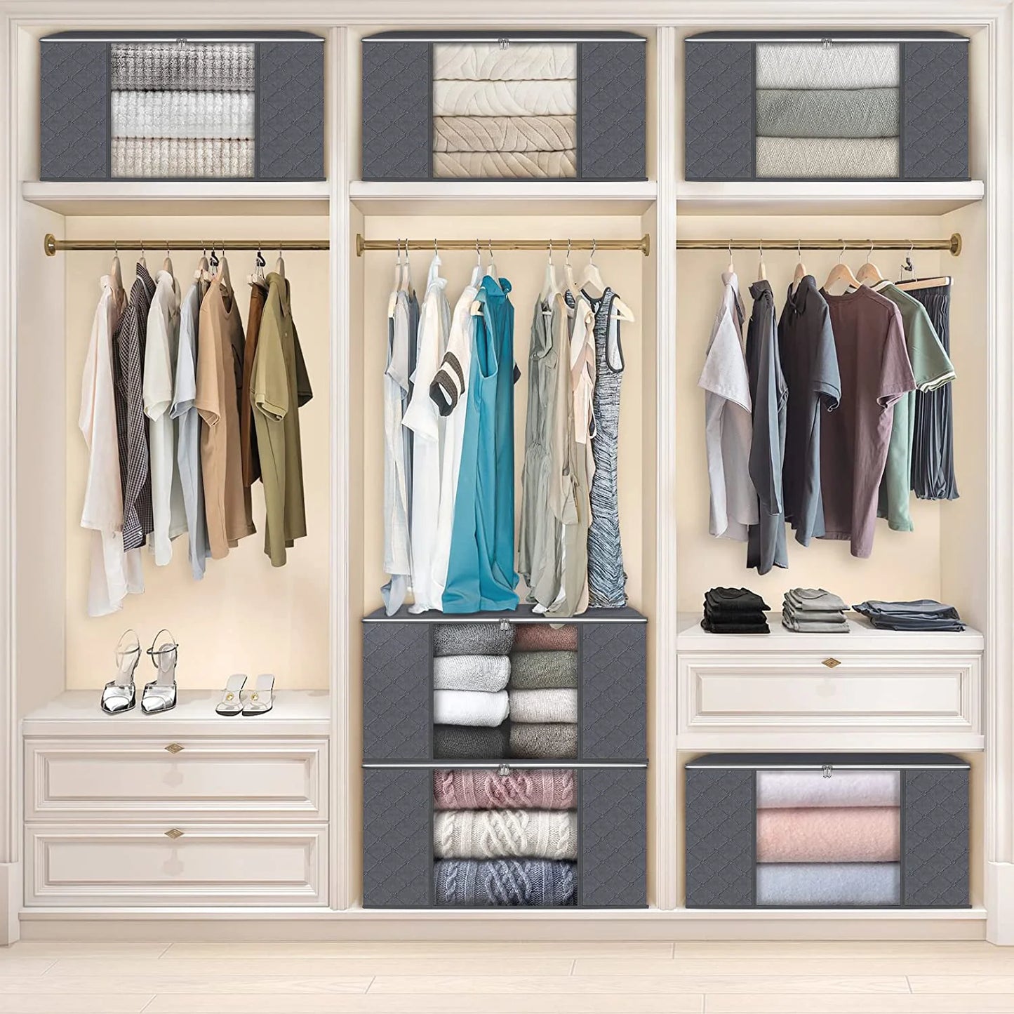 Foldable Closet Organization Bins (Set of 1 or 3)