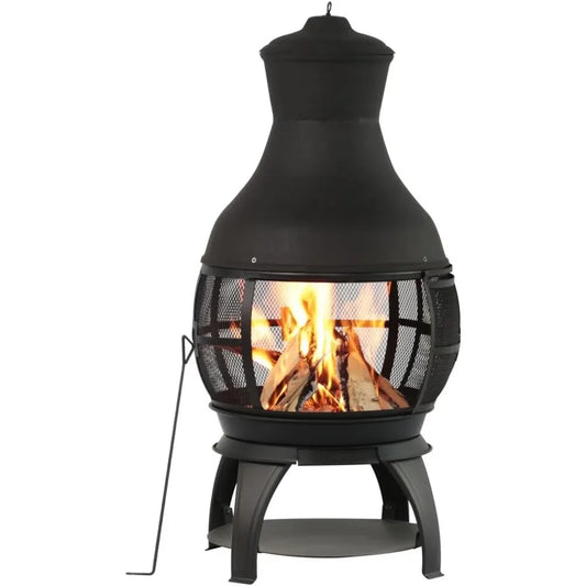 Outdoor Wood Burning Fire Pits Chimenea, Brown-Black