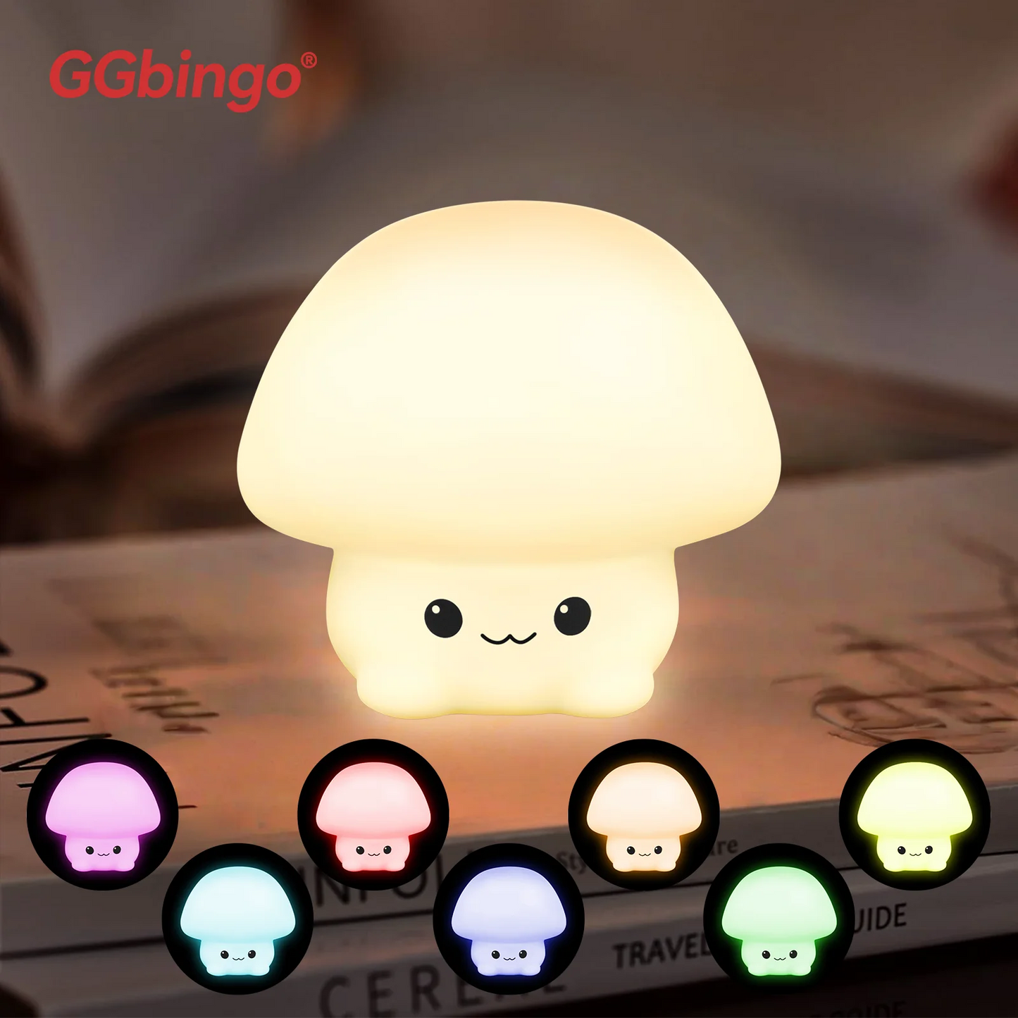 Pear Night Light 7-Colors, Dimmable Touch-Controlled, Silicone, USB Rechargeable