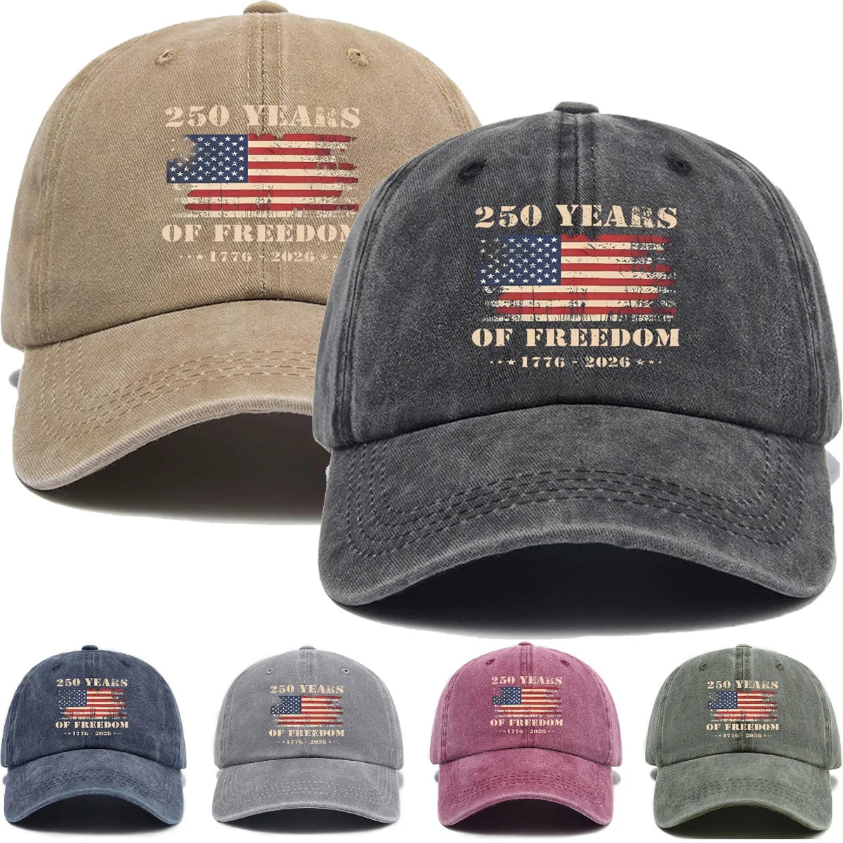 USA 250th Anniversary Cap Washed Print - Unisex Adjustable