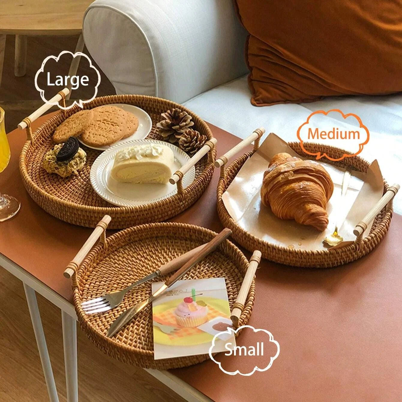 Handwoven Rattan Tray & Food Storage Basket | Eco-Friendly