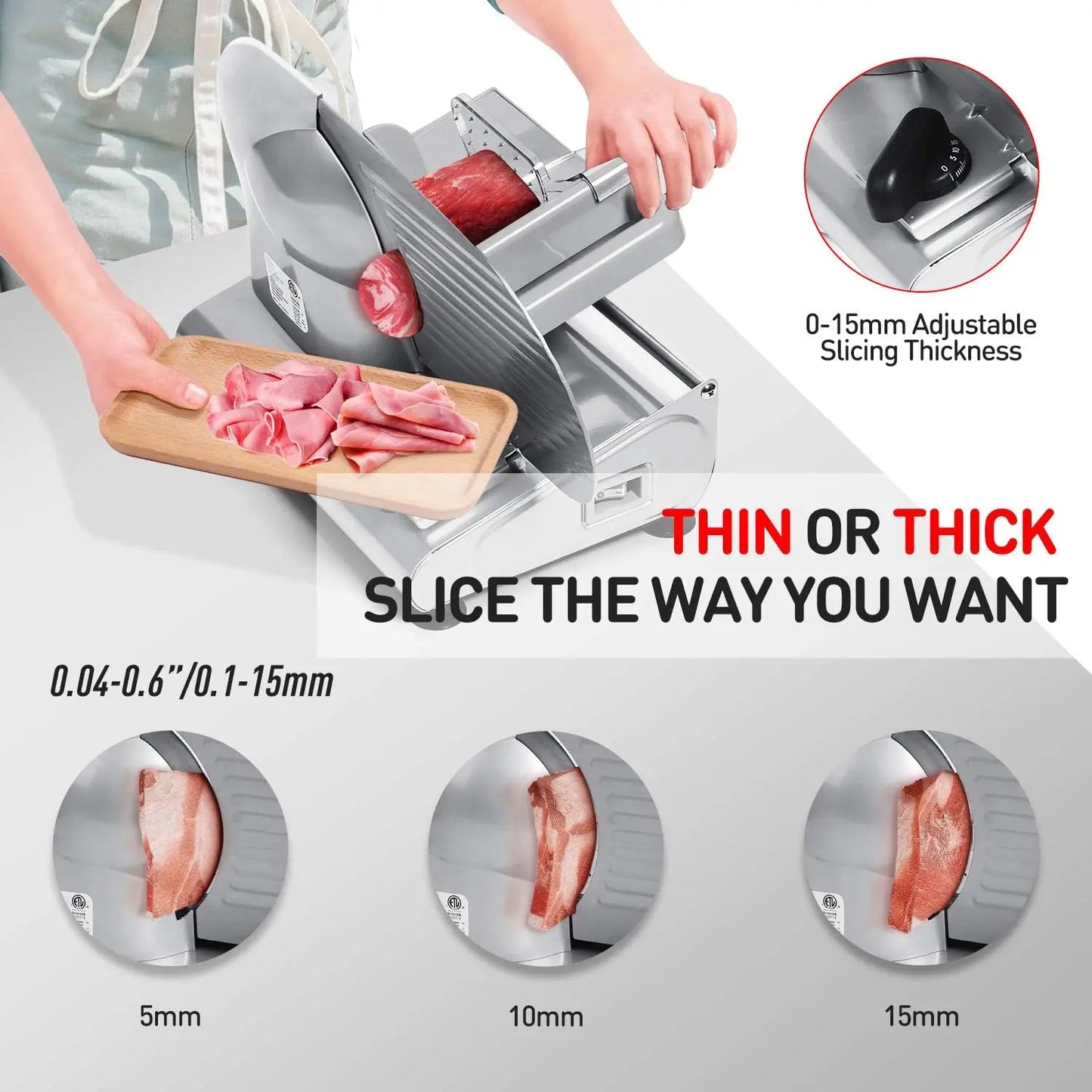 Electric Deli Food Slicer – Removable 9" Stainless Steel Blade for Meat, Cheese & Bread