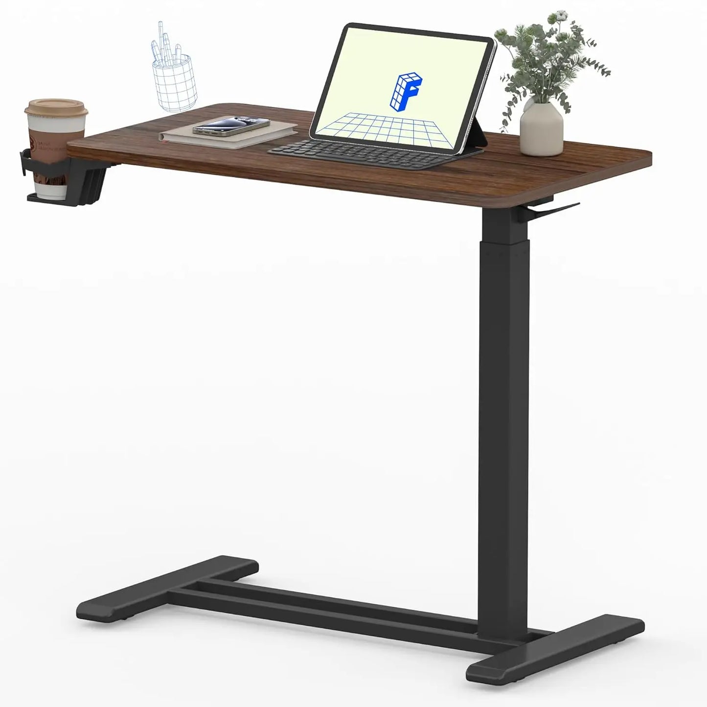 Compact Mobile Standing Desk – Pneumatic Height‑Adjustable Laptop Cart for Small Rooms