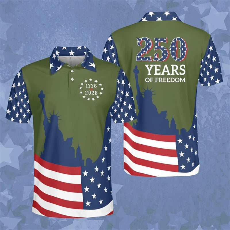 America Polo Shirt for Men New Summer New 1776-2026 Polo for Men Women 250th Anniversary Polo Shirts 4th Of July
