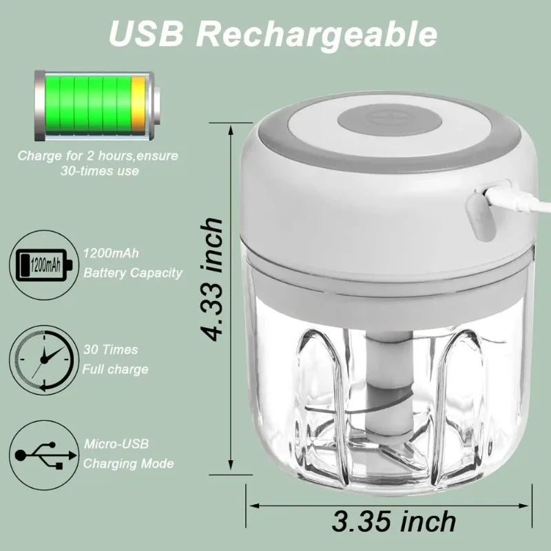 Mini Electric Garlic Chopper – USB‑Powered Garlic Mincer & Vegetable Food Chopper