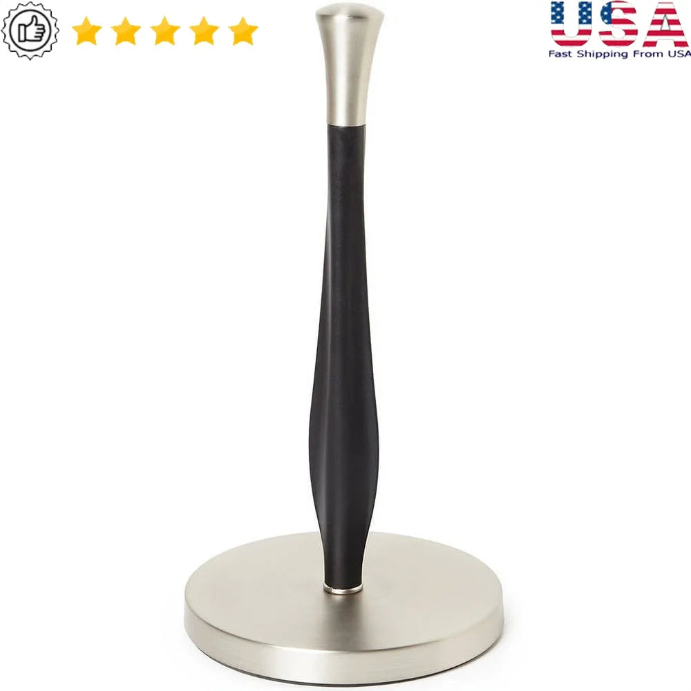 Free-Standing Paper Towel Holder – Weighted Base Non-Slip Design, One-Hand Tear for Standard Rolls