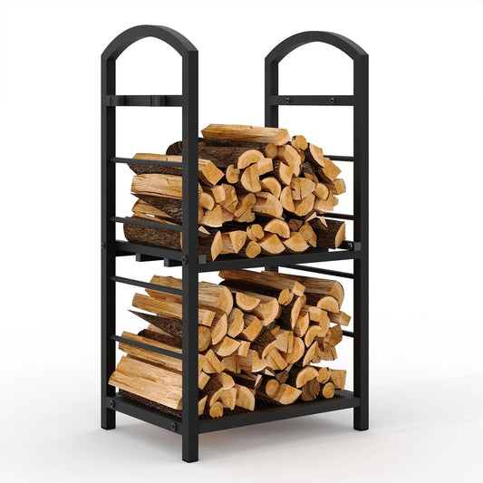 30" Firewood Rack – Indoor/Outdoor Wood Storage with Built‑In Kindling Hooks