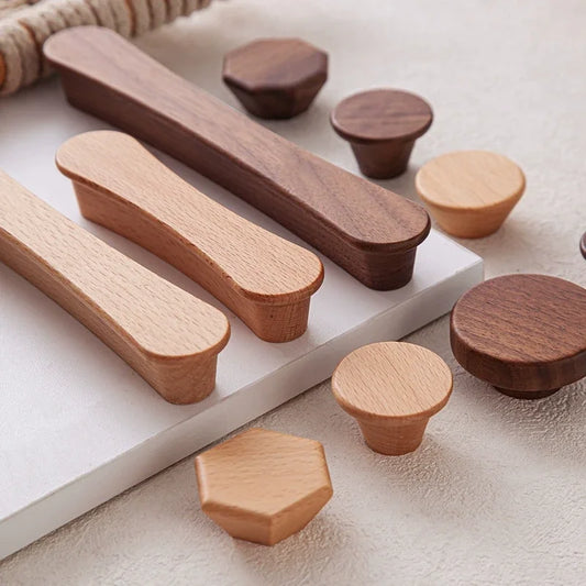 Nordic Solid Wood Cabinet Handles Long Pulls, and Drawer Handles for Floor-to-Ceiling Wardrobe Kitchen Cabinets & Drawers