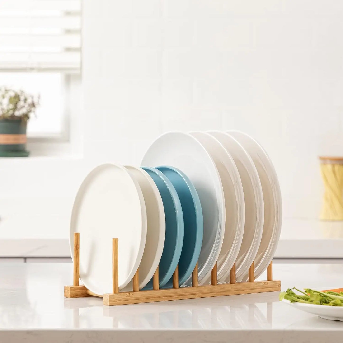 Bamboo Multi-Purpose Storage Rack | Dish, Pot Lid & Cutting Board Organizer