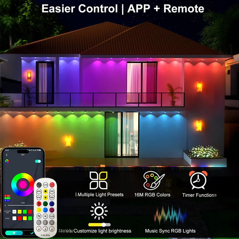 300FT Permanent Outdoor Lights – DIY Color‑Changing, Music Sync & Waterproof Design