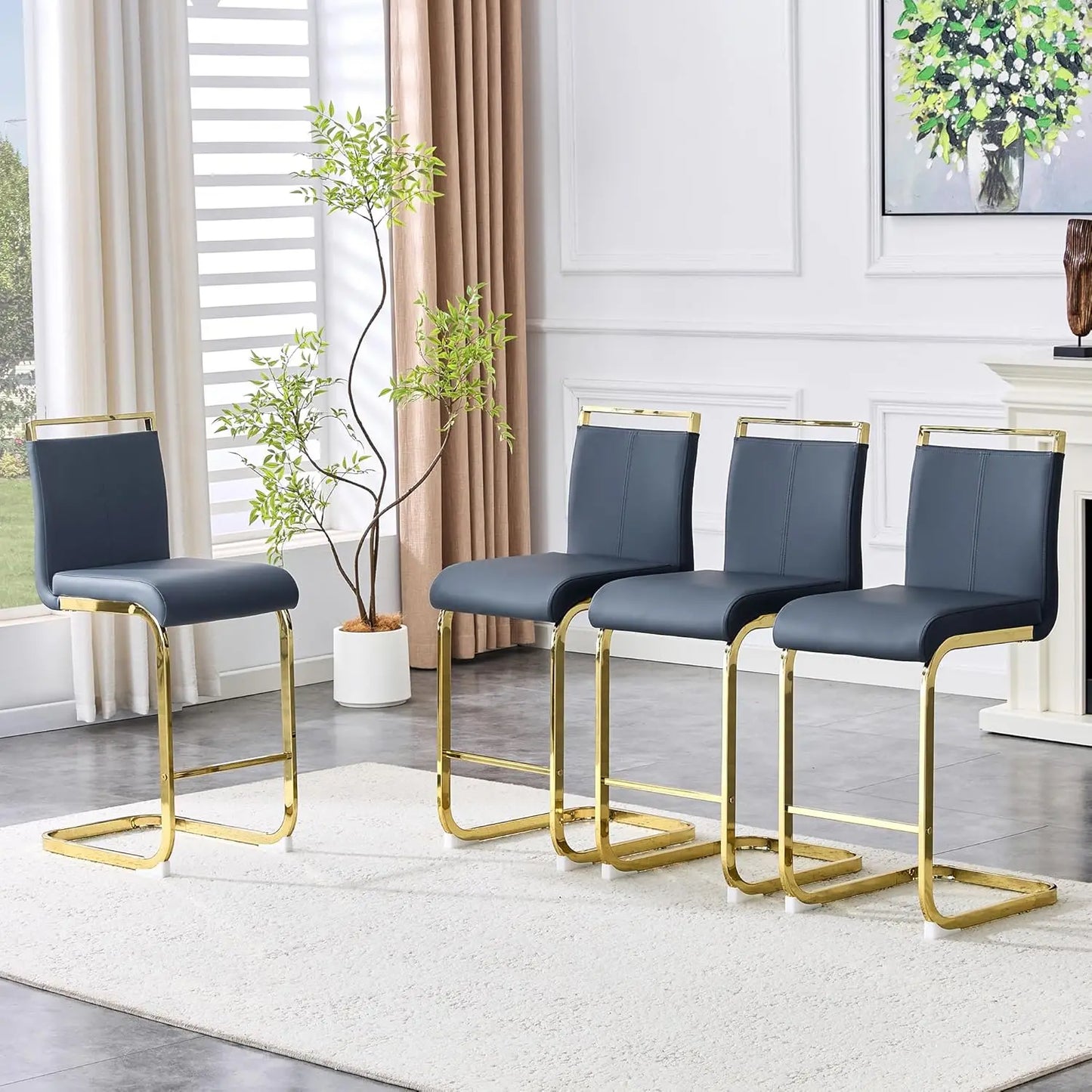 Counter Height Bar Stools Set of 4 - 25'' with Back