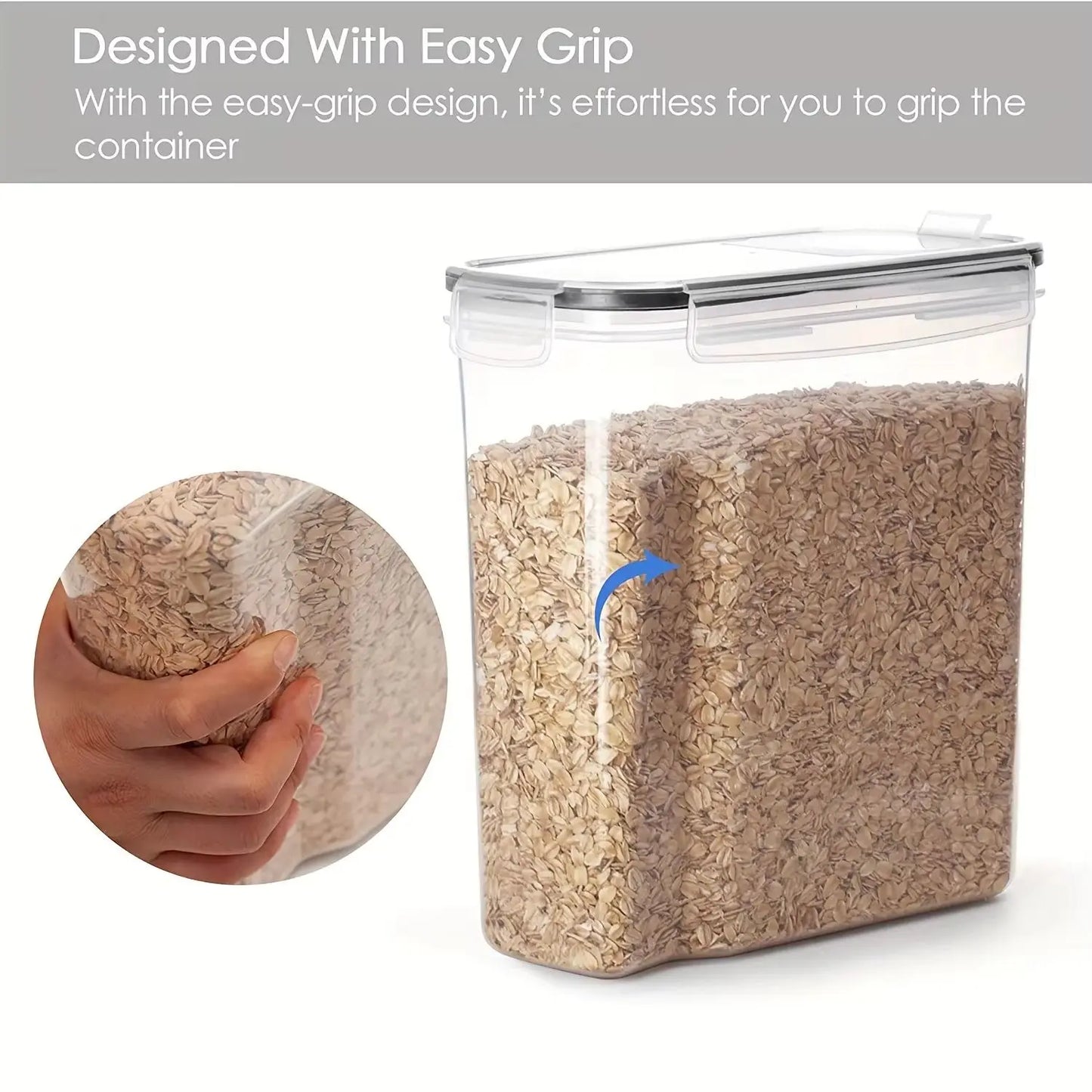 Set of 3 - 2.5L/4L Sealed Grain Storage Containers Clear for Kitchen Storage - Fresh-keeping Buckets with Pen Labels