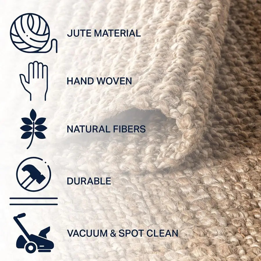 Hand‑Woven Natural Area Rug – 3x5 Indoor Accent Rug